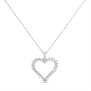 Bids.com .925 Sterling Silver 1/4 cttw 3-Prong Diamond Open Heart 18" Pendant Necklace (I-J Color, I3 Clarity) Necklaces White Smoke White.Sterling Silver / 18