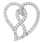 Bids.com 14K White Gold 1.0 Cttw White Diamond Awareness Ribbon & Open Heart 18" Pendant Necklace (H-I Color, I1-I2 Clarity) - White Diamond Ribbon Necklaces White Smoke White.Gold / 18