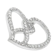 Bids.com 14K White Gold 1.0 Cttw White Diamond Awareness Ribbon & Open Heart 18" Pendant Necklace (H-I Color, I1-I2 Clarity) - White Diamond Ribbon Necklaces White Smoke White.Gold / 18