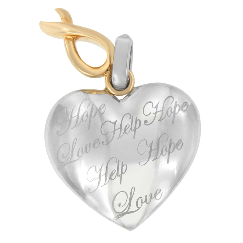 Bids.com 10K Yellow Gold Over Silver Heart Pendant Necklace Necklaces White Smoke YellowWhite.Gold / 18