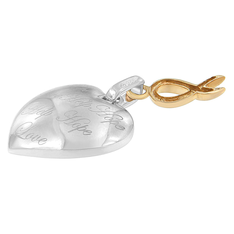 Bids.com 10K Yellow Gold Over Silver Heart Pendant Necklace Necklaces White Smoke YellowWhite.Gold / 18