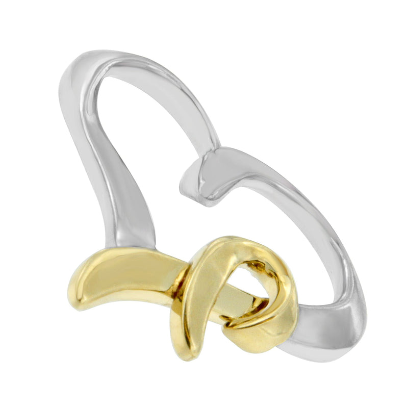 Bids.com .925 Sterling Silver and 14K Yellow Gold Two-Tone Heart Shaped Pendant Necklace Necklaces White Smoke YellowWhite.Sterling Silver / 18