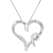 Bids.com .925 Sterling Silver Heart Shaped Pendant Necklace Necklaces White Smoke White.Sterling Silver / 18