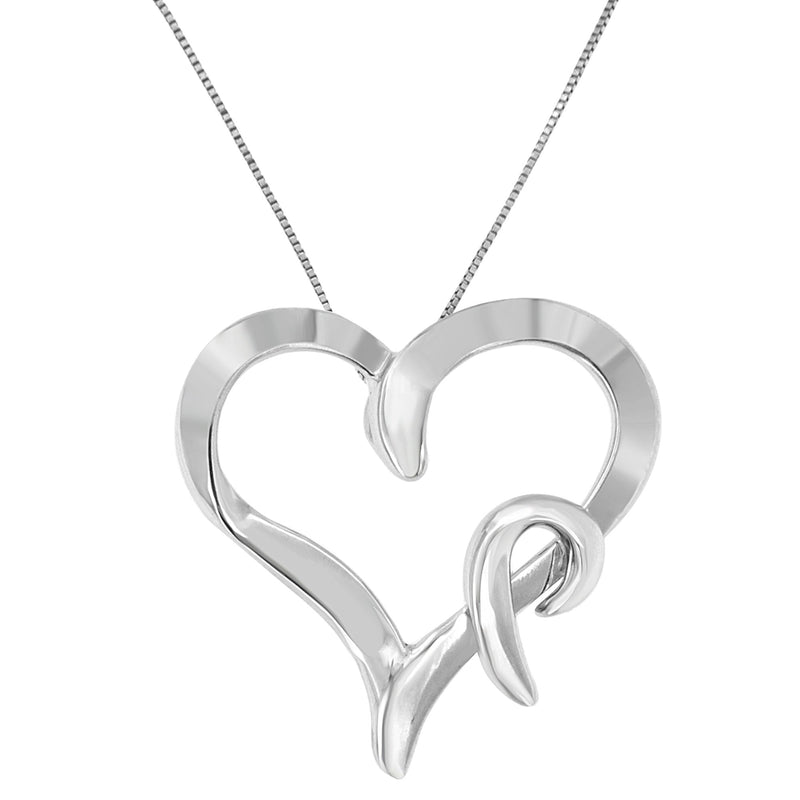 Bids.com .925 Sterling Silver Heart Shaped Pendant Necklace Necklaces White Smoke White.Sterling Silver / 18