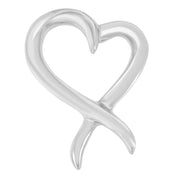 Bids.com .925 Sterling Silver Open Heart-Shaped Awareness Ribbon Pendant Necklace Necklaces White Smoke White.Sterling Silver / 18