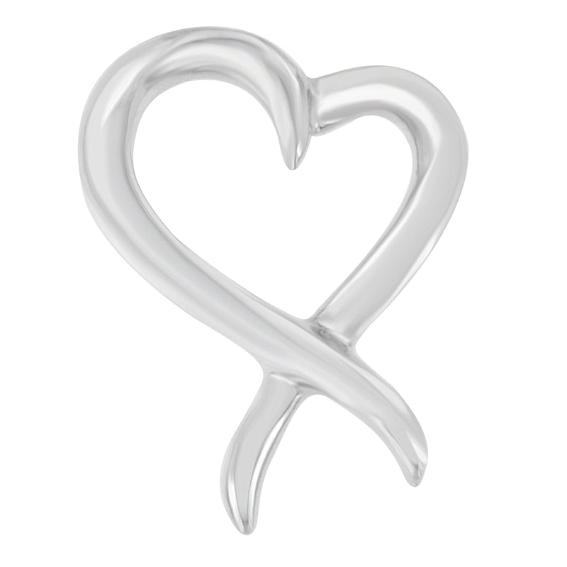 Bids.com .925 Sterling Silver Open Heart-Shaped Awareness Ribbon Pendant Necklace Necklaces White Smoke White.Sterling Silver / 18