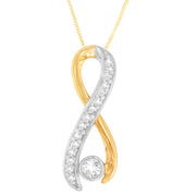 Bids.com 10K Two-Tone Gold 1/5 cttw Diamond Radiant Ribbon Pendant Necklace (H-I, I1-I2) Necklaces White Smoke YellowWhite.Gold / 18