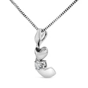 Bids.com 10K White Gold 1/10 Cttw Diamond Solitaire Spiral 18" Pendant Necklace (I-J Color, I2-I3 Clarity) Necklaces White Smoke White.Gold / 18
