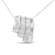 Bids.com 14K White Gold 1 1/2 Cttw Invisible Set Princess and Channel Set Baguette-cut Diamond Triple Curve Pendant Necklace (G-H Color, SI1-SI2 Clarity) - NO CHAIN INCLUDED Necklaces White Smoke White.Gold / 18,Yellow.Gold / 18