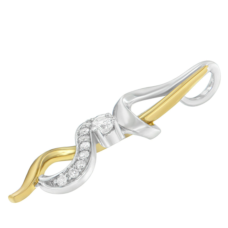 Bids.com Espira 10K Two-tone Gold 1/5 cttw Diamond Intertwined Swirl Pendant Necklace (J-K, I1-I2) Necklaces White Smoke YellowWhite.Gold / 18