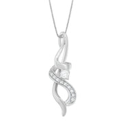 Bids.com Espira 10K White Gold 1/5 cttw Round Cut Diamond Swirl Pendant Necklace (J-K, I1-I2) Necklaces White Smoke White.Gold / 18