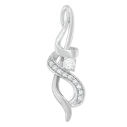 Bids.com Espira 10K White Gold 1/5 cttw Round Cut Diamond Swirl Pendant Necklace (J-K, I1-I2) Necklaces White Smoke White.Gold / 18