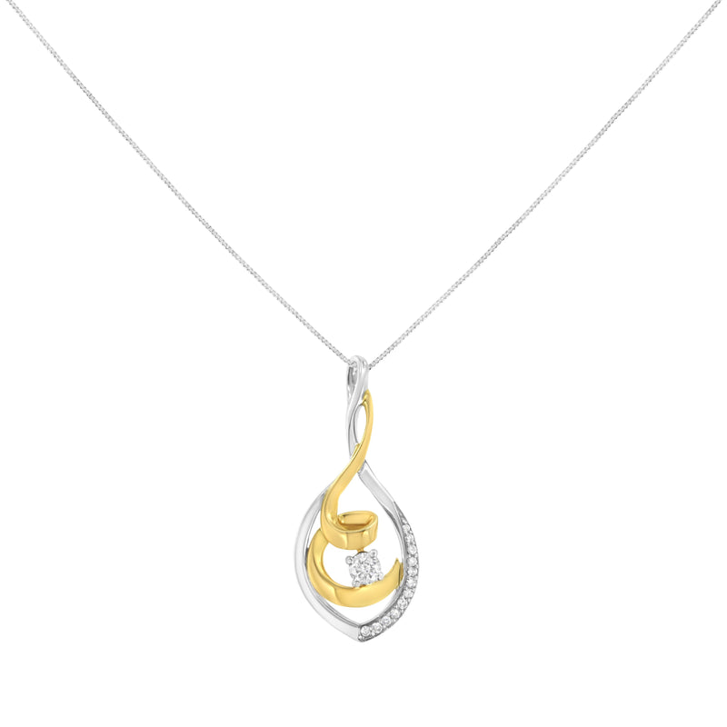 Bids.com 10K Two-Tone Yellow & White Gold 1/4 Cttw Brilliant-Cut Round Diamond Spiral Link 18" Pendant Necklace (I-J Color, I2-I3 Clarity) Necklaces White Smoke YellowWhite.Gold / 18