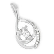Bids.com 10K White Gold 1/4 Cttw Brilliant-Cut Round Diamond Spiral Link 18" Pendant Necklace (I-J Color, I2-I3 Clarity) Necklaces White Smoke White.Gold / 18
