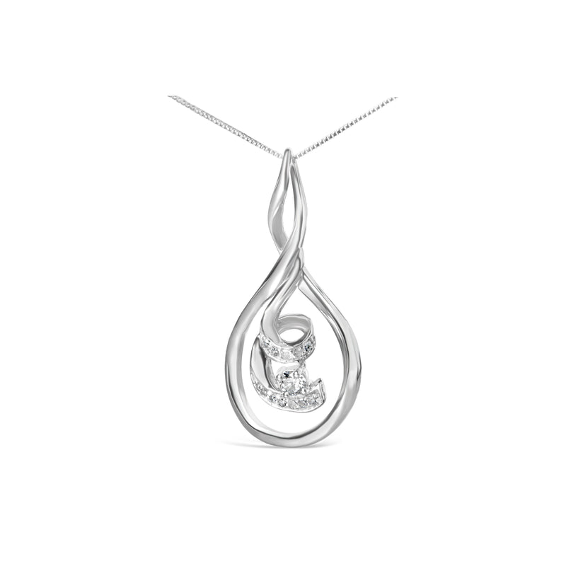 Bids.com Espira 10K White Gold 1/8 cttw Round Cut Diamond Layered Spiral Pendant Necklace (I-J, I1-I2) Necklaces White Smoke White.Gold / 18
