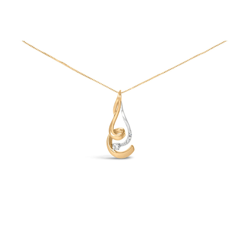 Bids.com Espira 10K Two-Tone Gold 1/10 cttw Round Cut Diamond Swirl Pendant Necklace (I-J, I2-I3) Necklaces White Smoke YellowWhite.Gold / 18