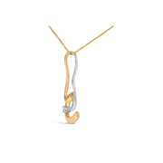 Bids.com Espira 10K Two-Tone Gold 1/10 cttw Round Cut Diamond Swirl Pendant Necklace (I-J, I2-I3) Necklaces White Smoke YellowWhite.Gold / 18