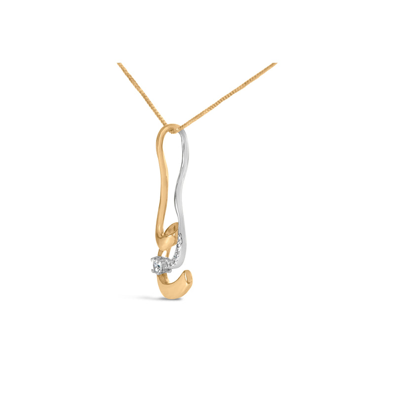 Bids.com Espira 10K Two-Tone Gold 1/10 cttw Round Cut Diamond Swirl Pendant Necklace (I-J, I2-I3) Necklaces White Smoke YellowWhite.Gold / 18