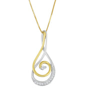 Bids.com Espira 10K Two-Tone Gold Round Cut Diamond Sparkling Spiral Pendant Necklace (1/6 cttw, J-K Color, I2-I3 Clarity) Necklaces White Smoke YellowWhite.Gold / 18