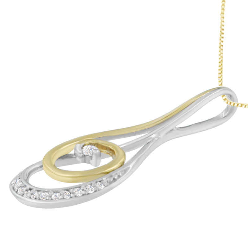 Bids.com Espira 10K Two-Tone Gold Round Cut Diamond Sparkling Spiral Pendant Necklace (1/6 cttw, J-K Color, I2-I3 Clarity) Necklaces White Smoke YellowWhite.Gold / 18