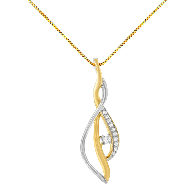 Bids.com 10K Yellow and White Gold Round Cut Diamond Accent Cascade 18" Pendant Necklace (J-K Color, I2-I3 Clarity) Necklaces White Smoke YellowWhite.Gold / 18
