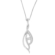 Bids.com Espira 10K White Gold Round Diamond Accented Open Cascade Twist 18" Pendant Necklace (1/10 Cttw, J-K Color, I1-I2 Clarity) Necklaces White Smoke White.Gold / 18