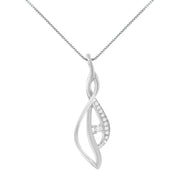 Bids.com Espira 10K White Gold Round Diamond Accented Open Cascade Twist 18" Pendant Necklace (1/10 Cttw, J-K Color, I1-I2 Clarity) Necklaces White Smoke White.Gold / 18
