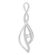 Bids.com Espira 10K White Gold Round Diamond Accented Open Cascade Twist 18" Pendant Necklace (1/10 Cttw, J-K Color, I1-I2 Clarity) Necklaces White Smoke White.Gold / 18