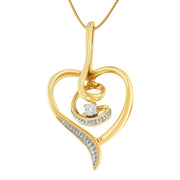 Bids.com Espira 10K Yellow Gold .03 Cttw Diamond-Accented Round-Cut Diamond Swirl Open Heart 18" Pendant Necklace (I-J Color, I2-I3 Clarity) Necklaces White Smoke Yellow.Gold / 18