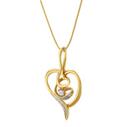 Bids.com Espira 10K Yellow Gold .03 Cttw Diamond-Accented Round-Cut Diamond Swirl Open Heart 18" Pendant Necklace (I-J Color, I2-I3 Clarity) Necklaces White Smoke Yellow.Gold / 18