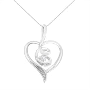 Bids.com Espira 10K White Gold .03 Cttw Diamond-Accented Round-Cut Diamond Swirl Open Heart 18" Pendant Necklace (I-J Color, I2-I3 Clarity) Necklaces White Smoke White.Gold / 18