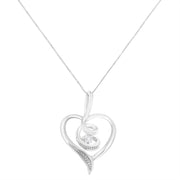 Bids.com Espira 10K White Gold .03 Cttw Diamond-Accented Round-Cut Diamond Swirl Open Heart 18" Pendant Necklace (I-J Color, I2-I3 Clarity) Necklaces White Smoke White.Gold / 18