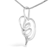 Bids.com Espira 10K White Gold .03 Cttw Diamond-Accented Round-Cut Diamond Swirl Open Heart 18" Pendant Necklace (I-J Color, I2-I3 Clarity) Necklaces White Smoke White.Gold / 18