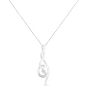 Bids.com Espira 10K White Gold 1/10 cttw Diamond Swirl Pendant Necklace (I-J, I1-I2) Necklaces White Smoke White.Gold / 18