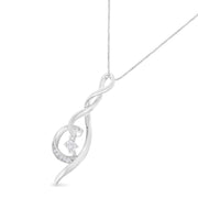 Bids.com Espira 10K White Gold 1/10 cttw Diamond Swirl Pendant Necklace (I-J, I1-I2) Necklaces White Smoke White.Gold / 18