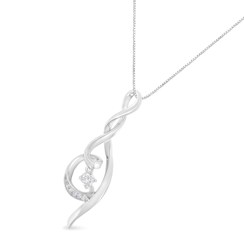 Bids.com Espira 10K White Gold 1/10 cttw Diamond Swirl Pendant Necklace (I-J, I1-I2) Necklaces White Smoke White.Gold / 18