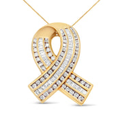 Bids.com 14K Yellow Gold 2 5/8 cttw Channel Set White Diamond Awareness Ribbon Pendant Necklace (G-H Color, VS1-VS2 Clarity) - NO CHAIN Necklaces White Smoke Yellow.Gold / 18