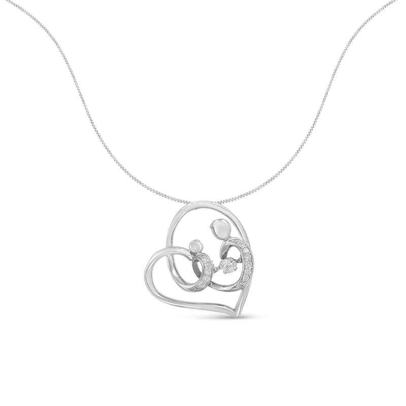 Bids.com .925 Sterling Silver 1/6 cttw Diamond Heart Pendant Necklace (H-I, I1-I2) Necklaces White Smoke White.Sterling Silver / 18