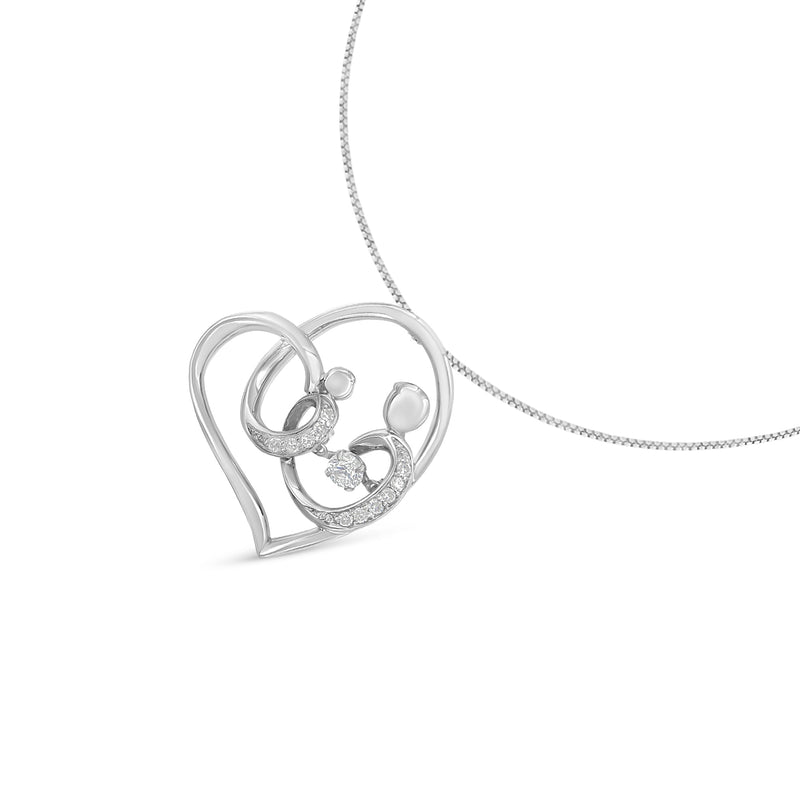 Bids.com .925 Sterling Silver 1/6 cttw Diamond Heart Pendant Necklace (H-I, I1-I2) Necklaces White Smoke White.Sterling Silver / 18