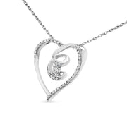Bids.com .925 Sterling Silver 1/4 Cttw Brilliant-Cut Diamond Open Heart Twisted Awareness Ribbon 18" Pendant Necklace (H-I Color, I1-I2 Clarity) Necklaces White Smoke White.Sterling Silver / 18