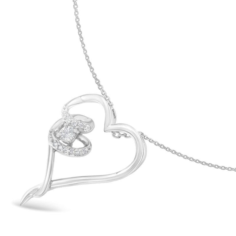 Bids.com .925 Sterling Silver 1/10 cttw Diamond Heart Pendant Necklace (H-I, I1-I2) Necklaces White Smoke White.Sterling Silver / 18