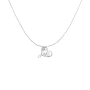 Bids.com .925 Sterling Silver 1/6 Cttw Round Brilliant-Cut Diamond Accented Open Heart with Love 18" Pendant Necklace (H-I Color, I1-I2 Clarity) Necklaces White Smoke White.Sterling Silver / 18