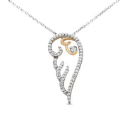 Bids.com 10K Yellow Gold over .925 Sterling Silver 1/4 Cttw Diamond Angel Wing 18" Pendant Necklace (H-I Color, I1-I2 Clarity) Necklaces White Smoke Yellow.Sterling Silver / 18