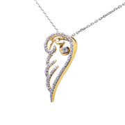 Bids.com 10K Yellow Gold over .925 Sterling Silver 1/4 Cttw Diamond Angel Wing 18" Pendant Necklace (H-I Color, I1-I2 Clarity) Necklaces White Smoke Yellow.Sterling Silver / 18
