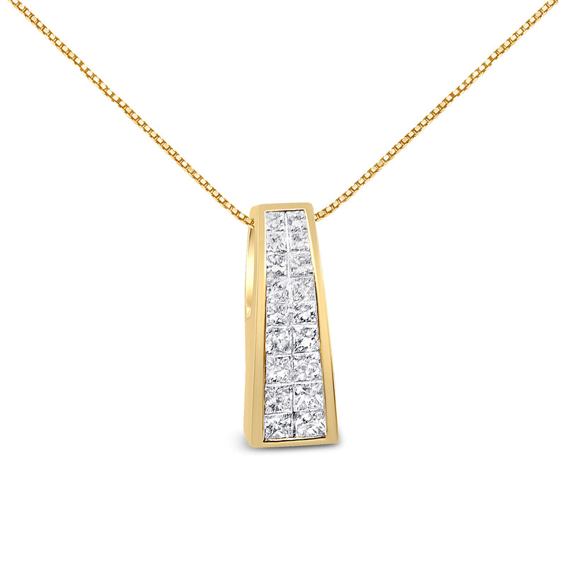 Bids.com 14K Yellow Gold 1 1/2 cttw Princess Cut Diamond Greek Column Pendant Necklace (G-H, VS1-VS2) Necklaces White Smoke Yellow.Gold / 18