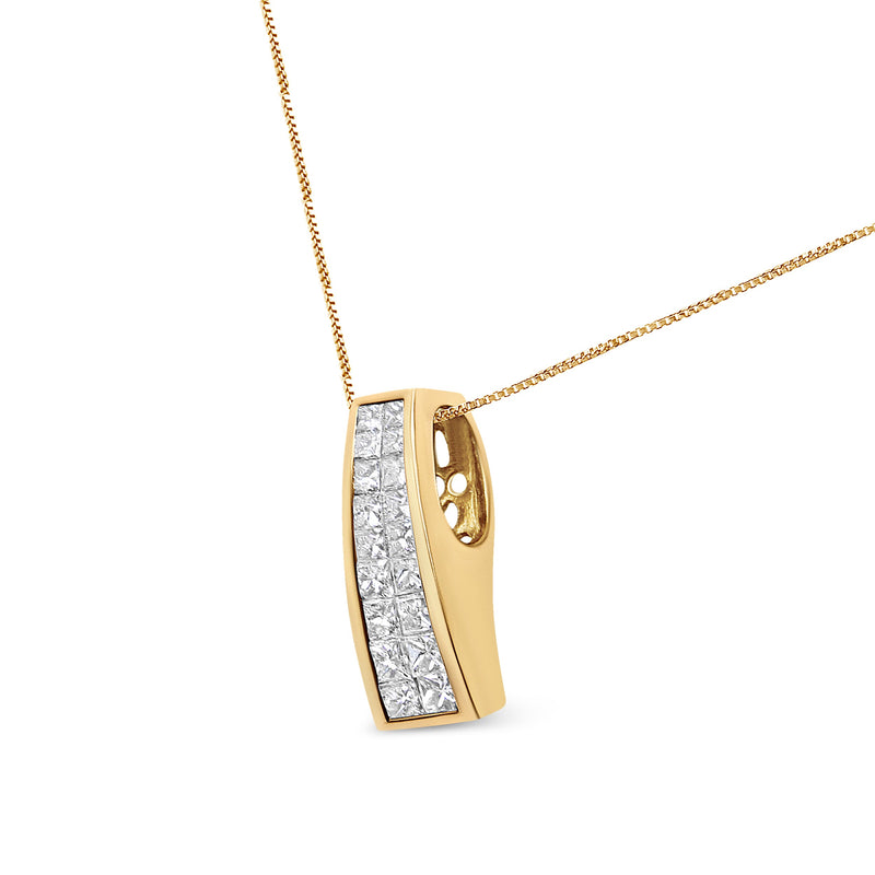 Bids.com 14K Yellow Gold 1 1/2 cttw Princess Cut Diamond Greek Column Pendant Necklace (G-H, VS1-VS2) Necklaces White Smoke Yellow.Gold / 18