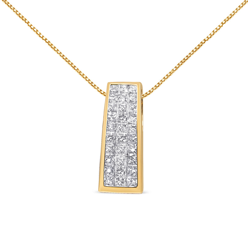 Bids.com 14K Yellow Gold 1 1/2 cttw Princess Cut Diamond Greek Column Pendant Necklace (G-H, VS1-VS2) Necklaces White Smoke Yellow.Gold / 18