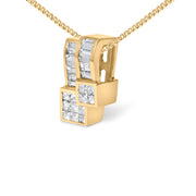 Bids.com 14K Yellow Gold 1 1/2 cttw Princess and Baguette Cut Diamond Geometric Pendant Necklace (H-I Color, VS1-VS2 Clarity) Necklaces White Smoke Yellow.Gold / 18