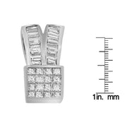 Bids.com 14K White Gold 1 5/8 cttw Princess and Baguette Cut Diamond Heart Ribbon Pendant Necklace (G-H, VS1-VS2) Necklaces White Smoke White.Gold / 18