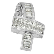Bids.com 14K White Gold 2 cttw Princess and Baguette Cut Diamond Ribbon Pendant Necklace (H-I, SI-SI2) Necklaces White Smoke White.Gold / 18